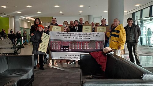 Protesters at the planning meeting of Nottingham City Council