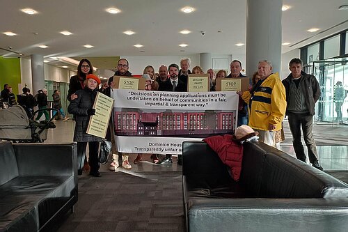 Protesters at the planning meeting of Nottingham City Council
