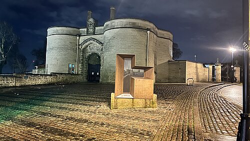 Nottingham Castle illuminated in the evening