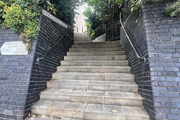The King Charles Street steps opposite the Castle in Nottingham