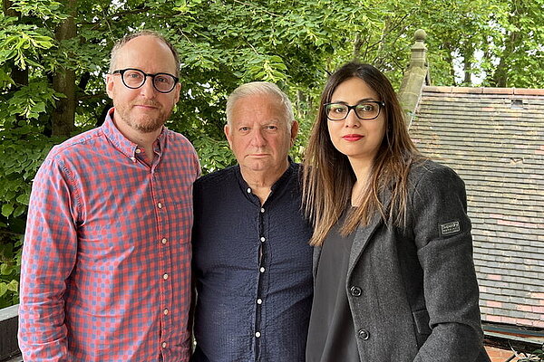 Lloydie with local residents and campaigners Mike and Shehnila
